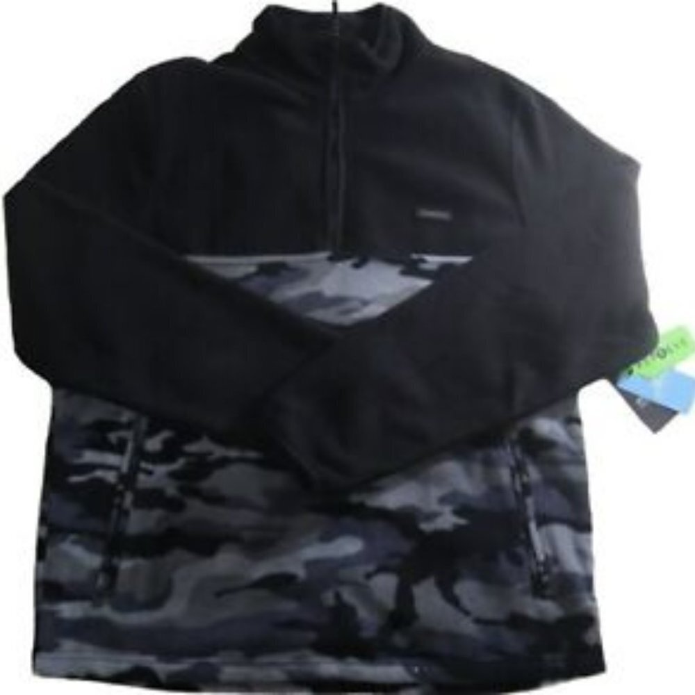 NWT NEW Small ONeill 1/4 Zip Pullover Fleece Polyester Black Gray Camo MSRP $70